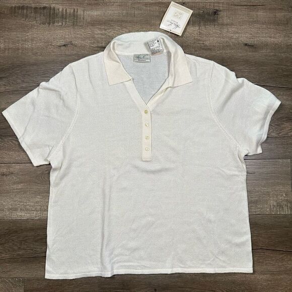 Kathie Lee Women’s Size 22 24 Vintage Polo Top White Shirt Collared Blouse NWT - Picture 1 of 7